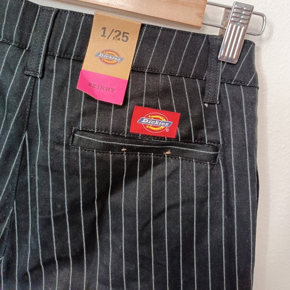 Dickies | Classic Pinstripe Mid-Rise Skinny Stretch-Cotton Pants | Size 1/25 - Picture 7 of 8